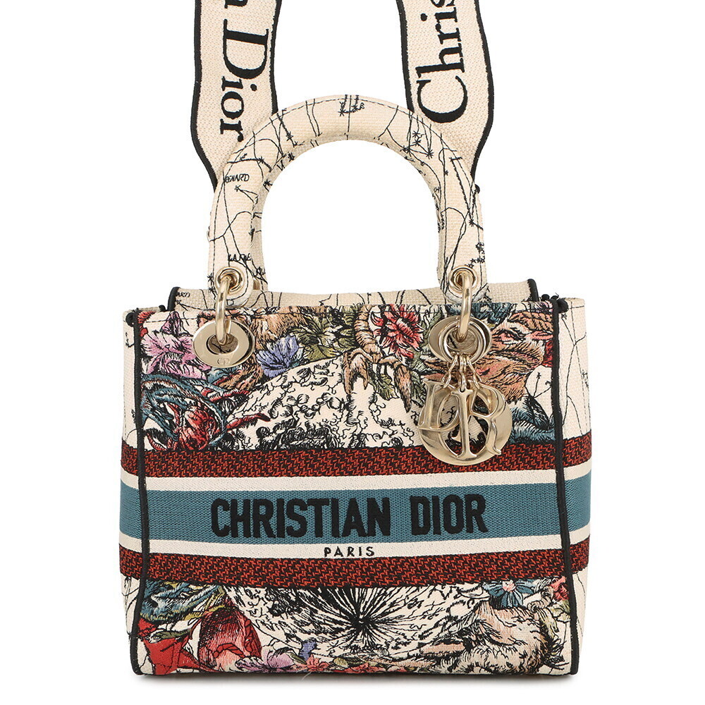 Christian Dior LADY LITE Canvas Handbag White Bag